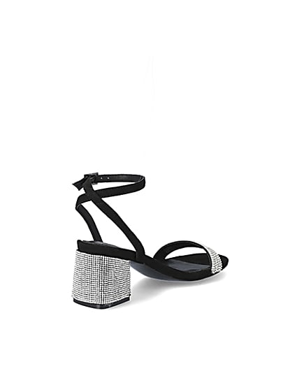 360 degree animation of product Black diamante block heeled sandals frame-12