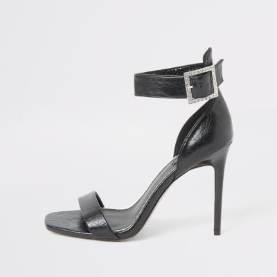 Black diamante buckle wide fit sandal