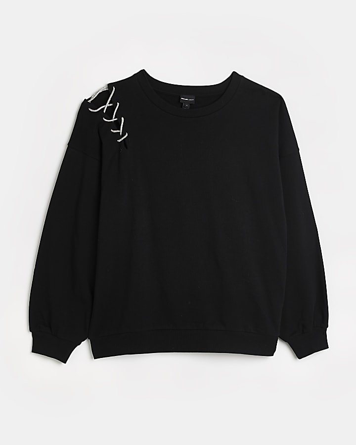 Black diamante detail sweatshirt