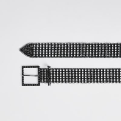 Black diamante embellished belt