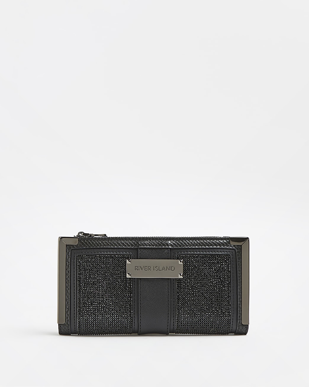 Black diamante embellished heatseal purse