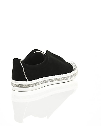 360 degree animation of product Black diamante embellished trainers frame-13