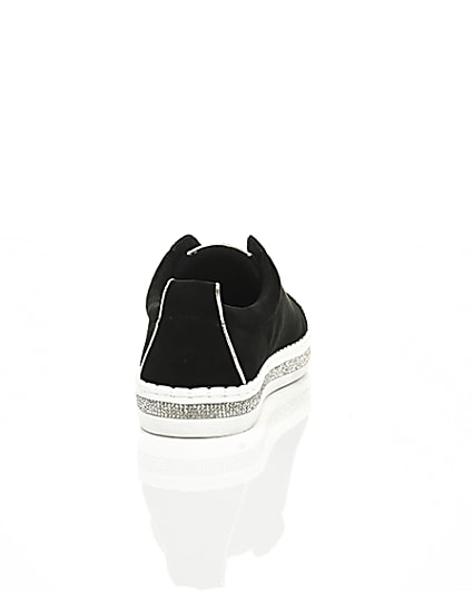 360 degree animation of product Black diamante embellished trainers frame-15