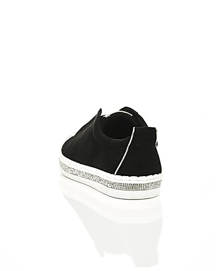 360 degree animation of product Black diamante embellished trainers frame-17