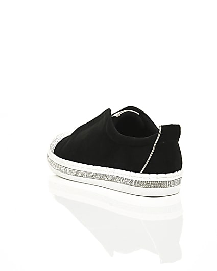 360 degree animation of product Black diamante embellished trainers frame-18