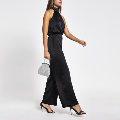 black halter neck jumpsuit uk