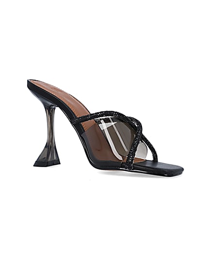 360 degree animation of product Black diamante heeled mules frame-17