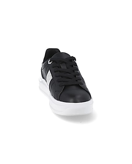 360 degree animation of product Black diamante lace up trainers frame-20