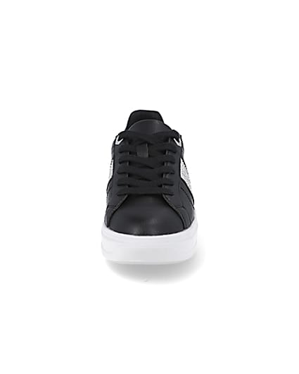 360 degree animation of product Black diamante lace up trainers frame-21