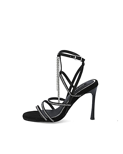 360 degree animation of product Black diamante strappy heeled sandal frame-3