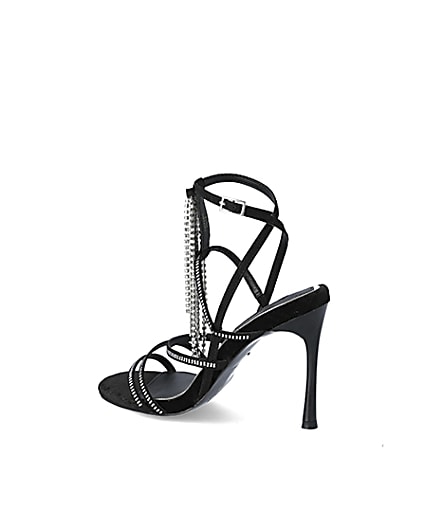 360 degree animation of product Black diamante strappy heeled sandal frame-5