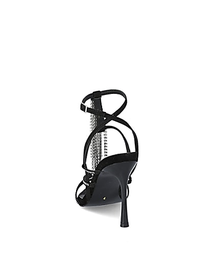 360 degree animation of product Black diamante strappy heeled sandal frame-8