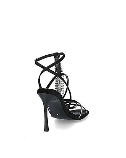 360 degree animation of product Black diamante strappy heeled sandal frame-11