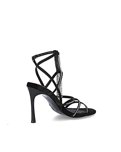 360 degree animation of product Black diamante strappy heeled sandal frame-13