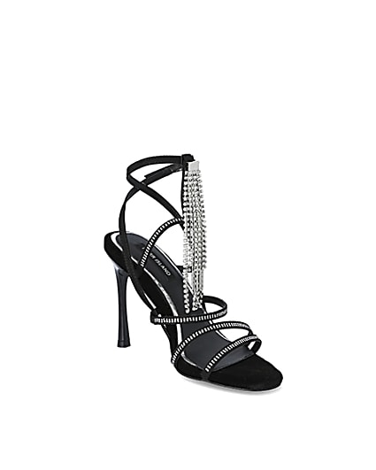 360 degree animation of product Black diamante strappy heeled sandal frame-18
