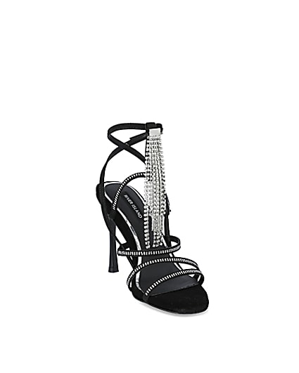 360 degree animation of product Black diamante strappy heeled sandal frame-19