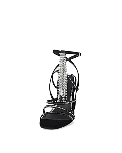 360 degree animation of product Black diamante strappy heeled sandal frame-22