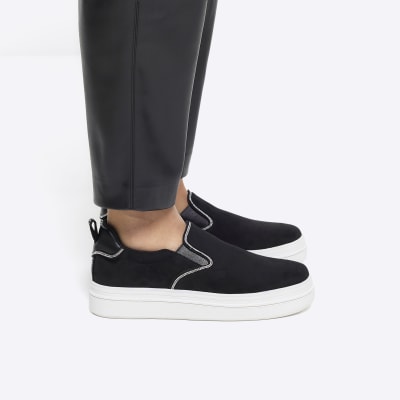 Black diamante slip on hot sale trainers