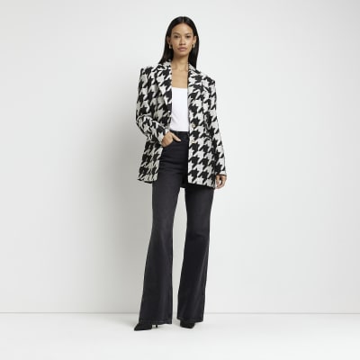 Black dogtooth blazer River Island
