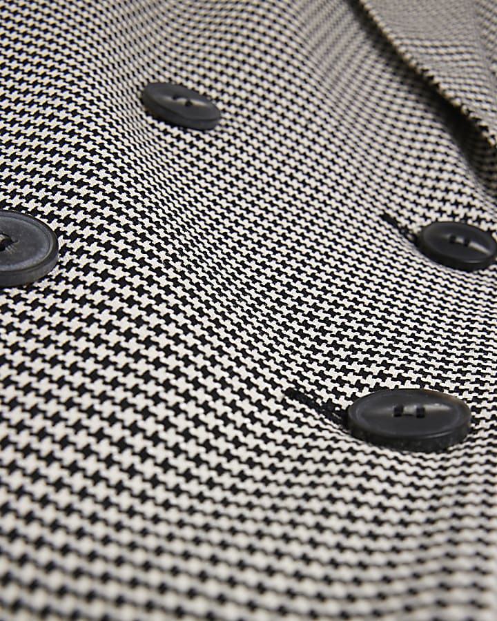 Black dogtooth double breasted blazer