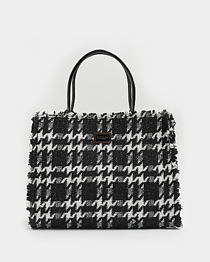 Black dogtooth shopper bag