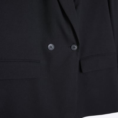 Black double breasted relaxed blazer