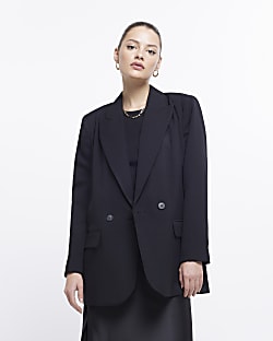Black double breasted relaxed blazer