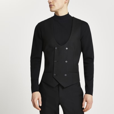 black waistcoat matching shirt