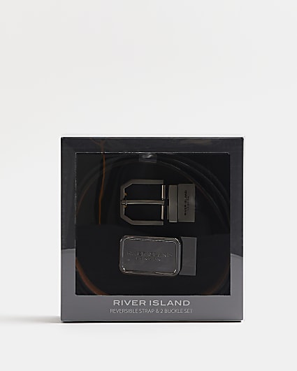 Black Double Buckle Belt with Gift Box