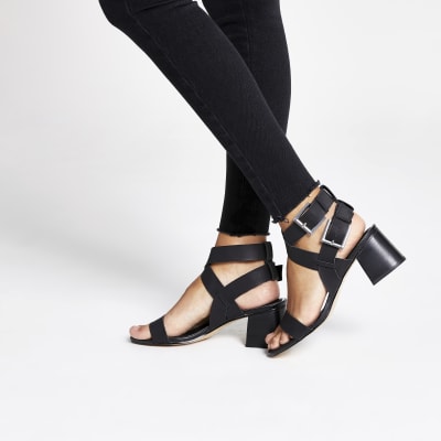 buckle block heel sandal