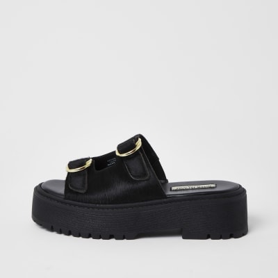 river island black flatforms