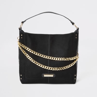 river island chain side slouch bag