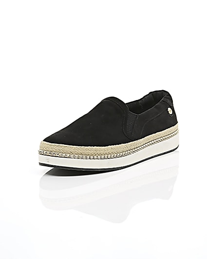 360 degree animation of product Black double layer espadrille plimsolls frame-1
