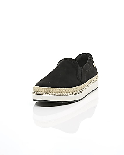 360 degree animation of product Black double layer espadrille plimsolls frame-2