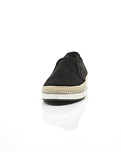 360 degree animation of product Black double layer espadrille plimsolls frame-3