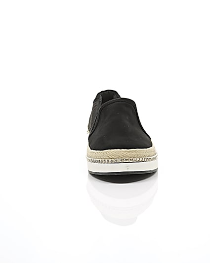 360 degree animation of product Black double layer espadrille plimsolls frame-4