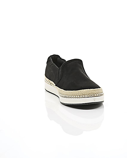 360 degree animation of product Black double layer espadrille plimsolls frame-5
