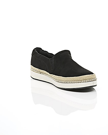 360 degree animation of product Black double layer espadrille plimsolls frame-6