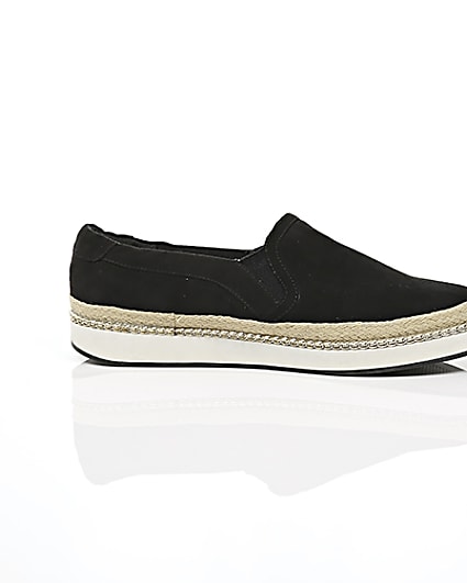 360 degree animation of product Black double layer espadrille plimsolls frame-9
