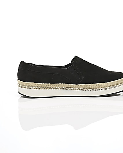 360 degree animation of product Black double layer espadrille plimsolls frame-10