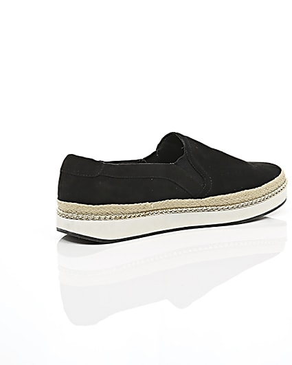360 degree animation of product Black double layer espadrille plimsolls frame-12