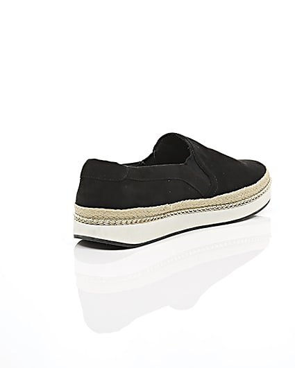 360 degree animation of product Black double layer espadrille plimsolls frame-13