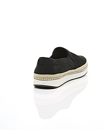 360 degree animation of product Black double layer espadrille plimsolls frame-14