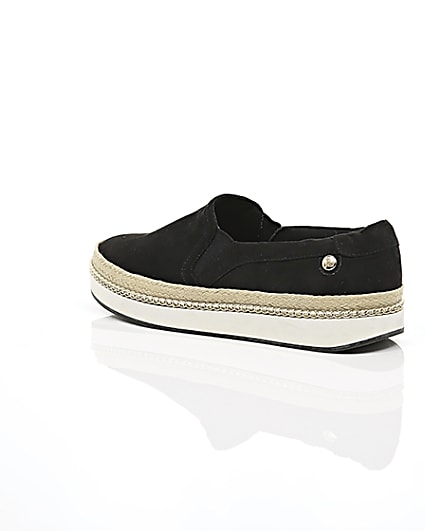 360 degree animation of product Black double layer espadrille plimsolls frame-19