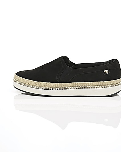 360 degree animation of product Black double layer espadrille plimsolls frame-21