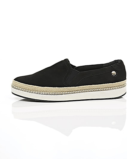 360 degree animation of product Black double layer espadrille plimsolls frame-22