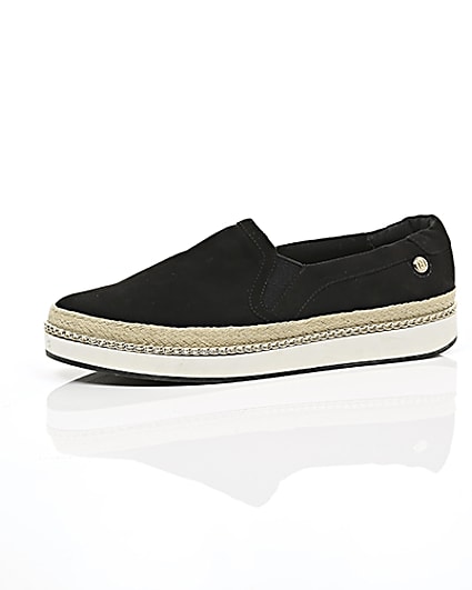 360 degree animation of product Black double layer espadrille plimsolls frame-23