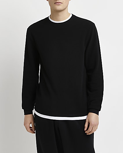 Black double layer long sleeve t-shirt
