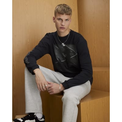 Black Double Layered Long Sleeve T-Shirt