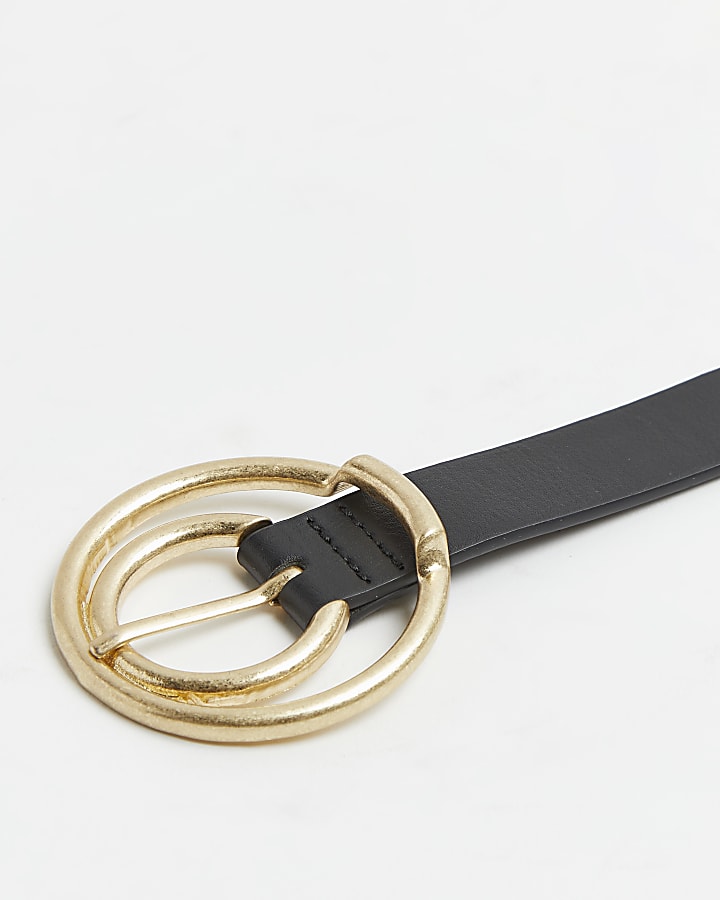 Black double ring buckle belt